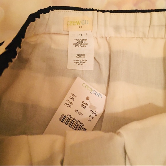 NWT Crewcuts Black Cream Striped Pleated Skirt 14 - Picture 6 of 6